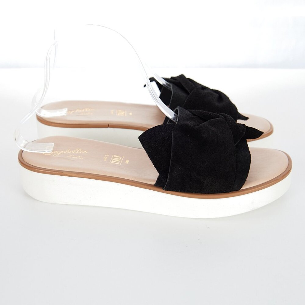 Seychelles' Black Leather Coast Slide Sandals Made in Italy Women's 8.5